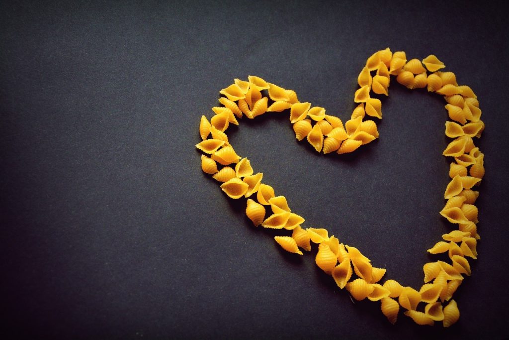 pasta, heart, food